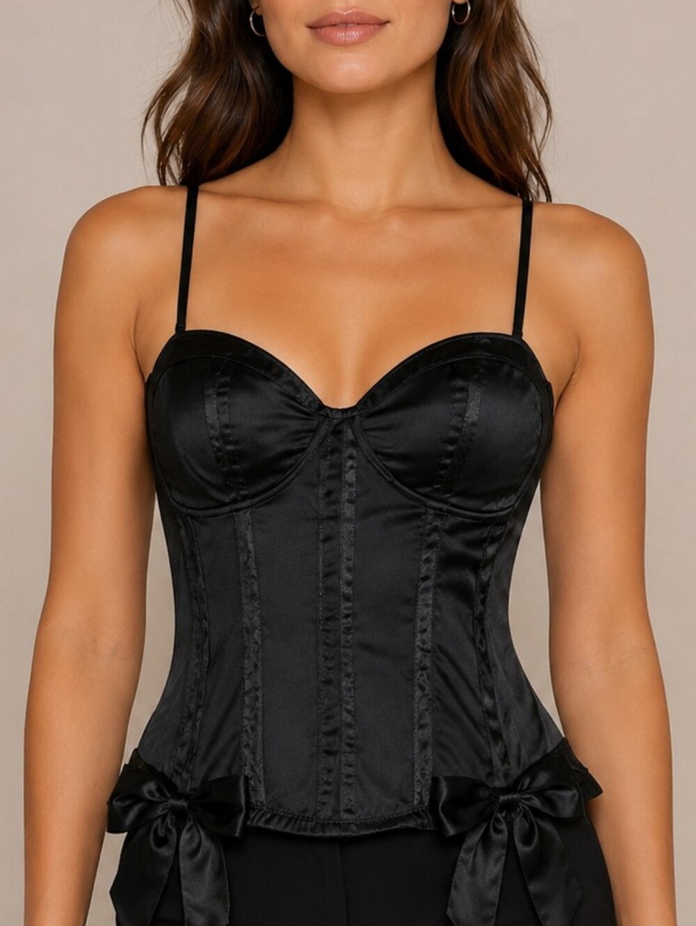 Morbid Threads Hot Topic Black Satin Bow Corset Bustier 34D Y2K Goth Coquette